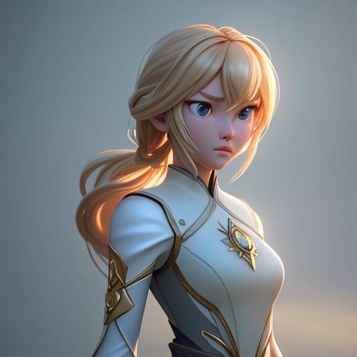 Anime Girl in Serene Environment as 3D Art