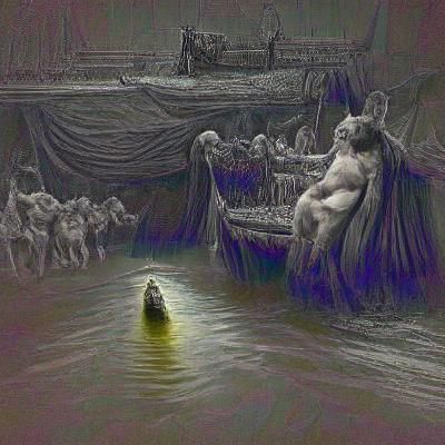 Eerie Boatman on the River Styx in Hades