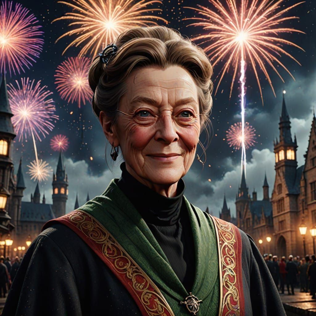 A portrait of Professor Minerva McGonagall on the New Year's Eve.