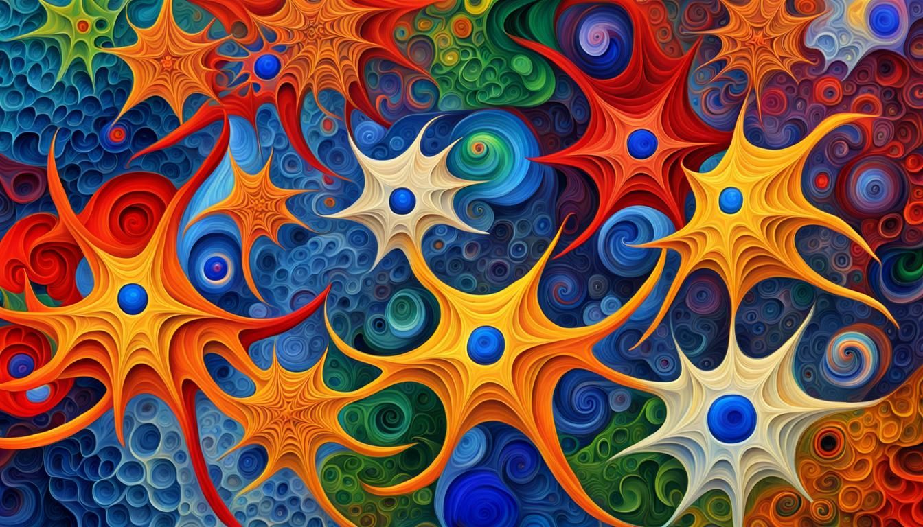 Vivid Spider Stars in Abstract Impasto Style