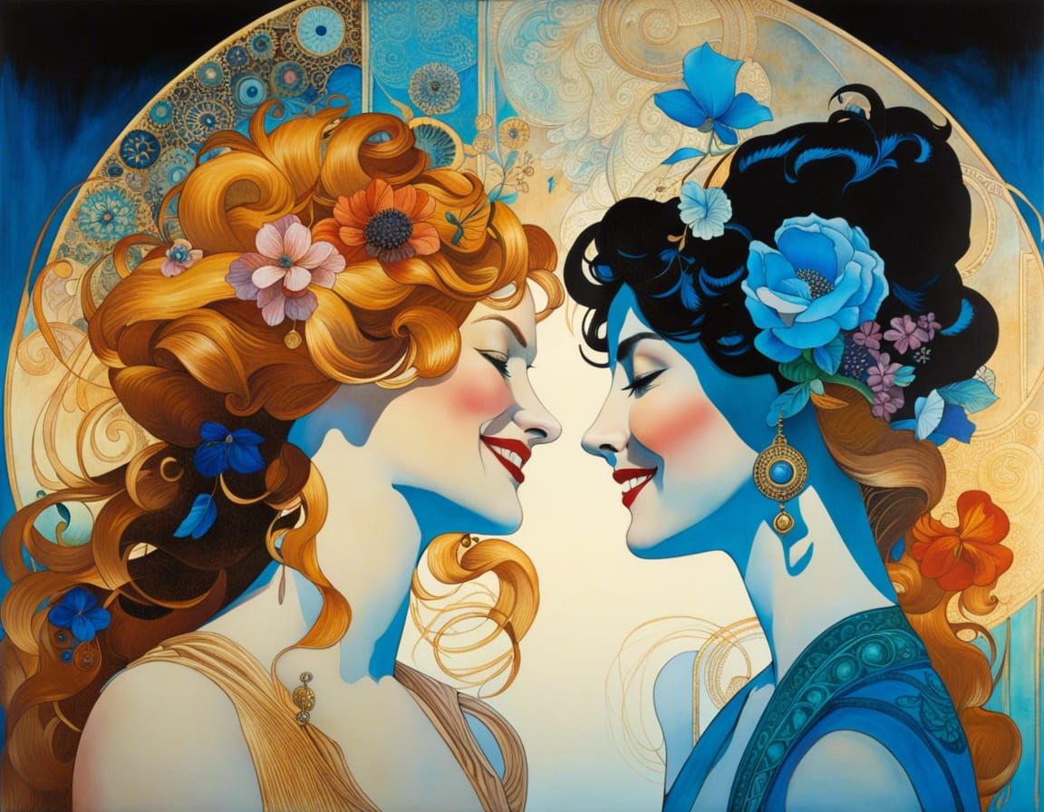 Radiant Woman Blends into Dreamlike Background