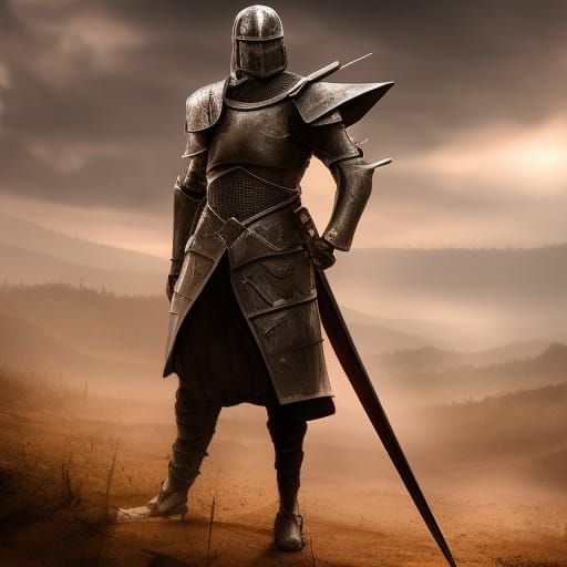 Victorious Knight on Battlefield: 3D Game Cinematic