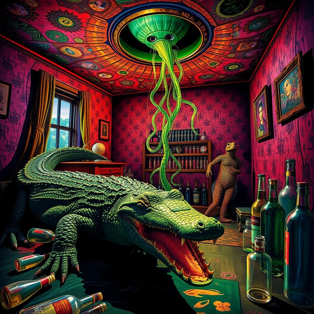 Hallucinatory Crocodile Appears in Delirium Tremens Scene