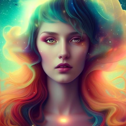 Goddess of Space-Time with Nebula Hair