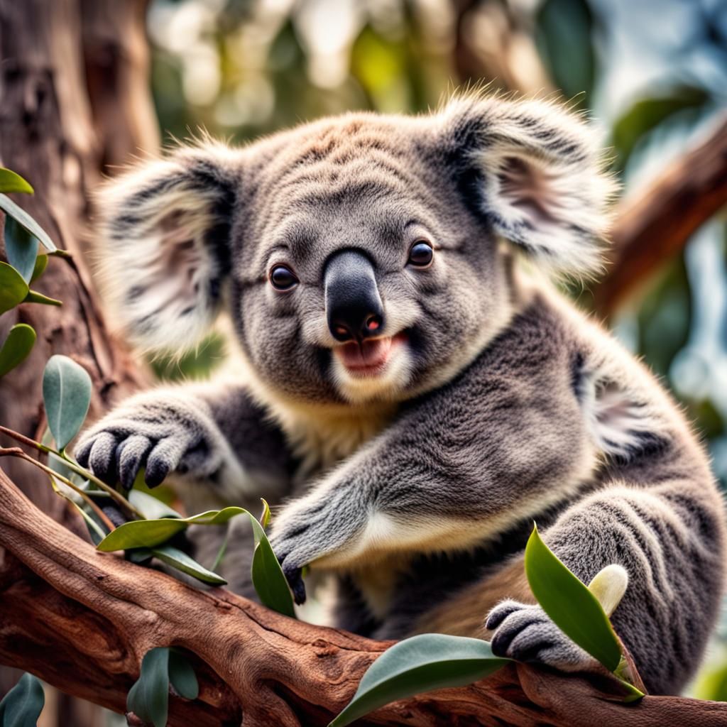 Hyperrealistic Happy Baby Koala in High Definition
