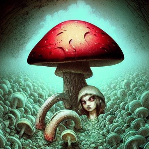 Fantastic Mushroom in Pop Art Style
