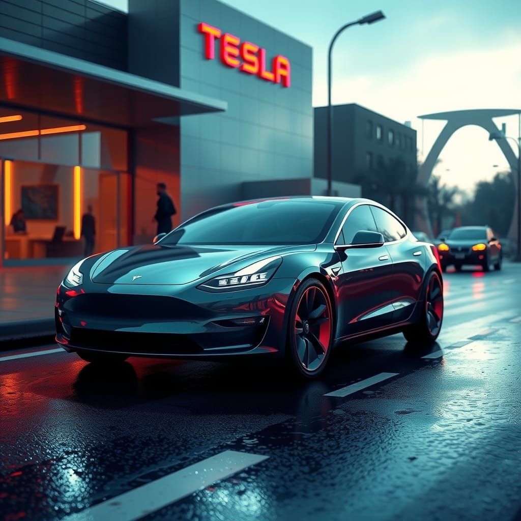 Futuristic Tesla Autonomously Returns to Dealership