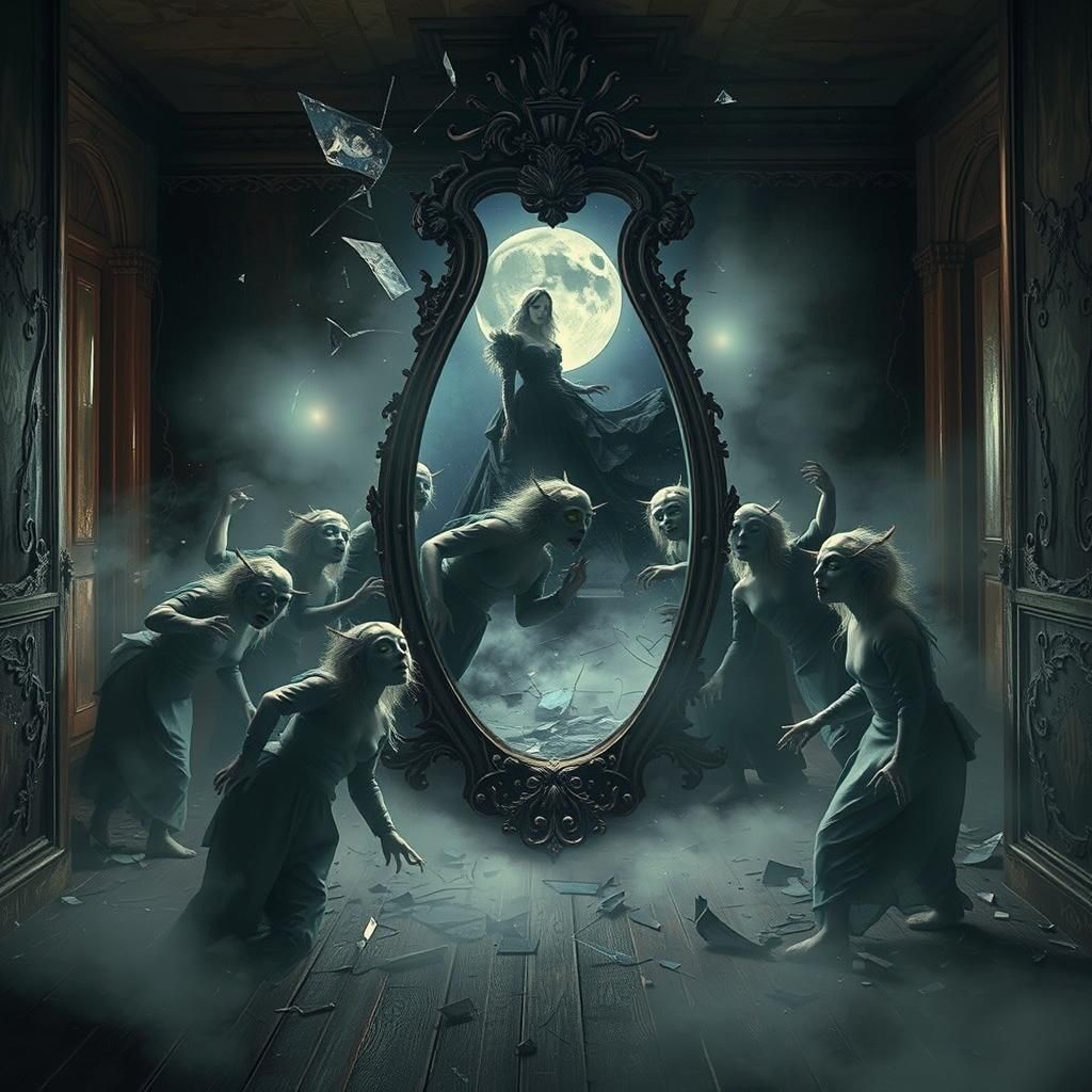 Terrifying Figures Emerge From Shattered Mirror