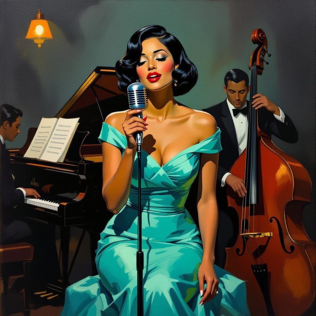 Sultry Jazz Diva in a Murky 1950s Jazz Club