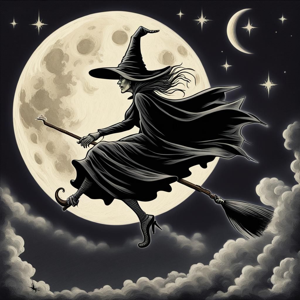 Wicked Witch Flying to the Moon
