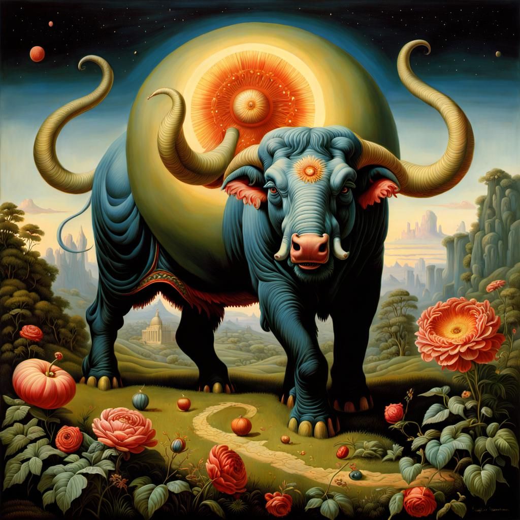 Surreal Chimerical Dreamscape with Distorted Figures