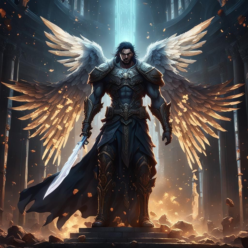 Terrifying Male Angel in Solo Leveling Art Style