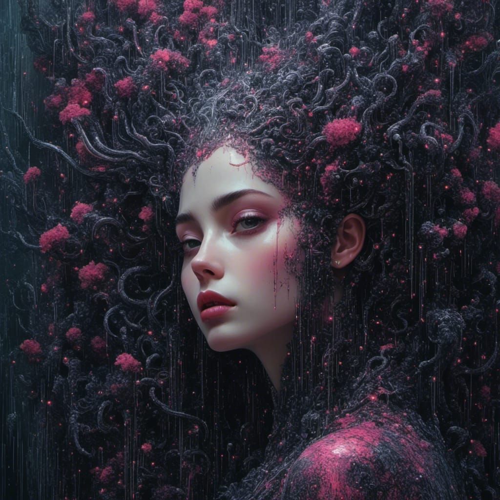 Abstract Glitch Art with Amethyst Colors