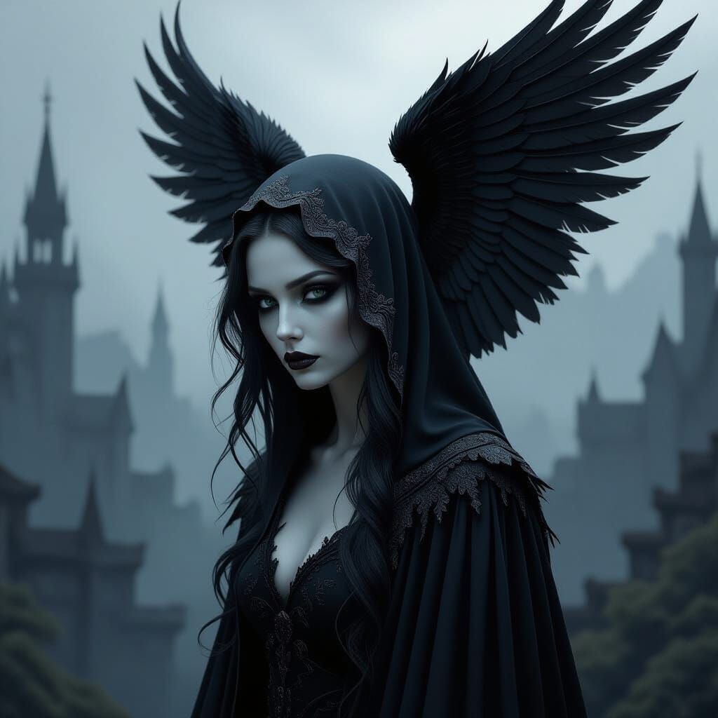 Angel of Death Digital Portrait in Gothic Style