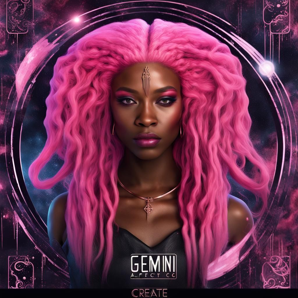 Gemini Affect 3D Logo with Tarot and Alien Woman