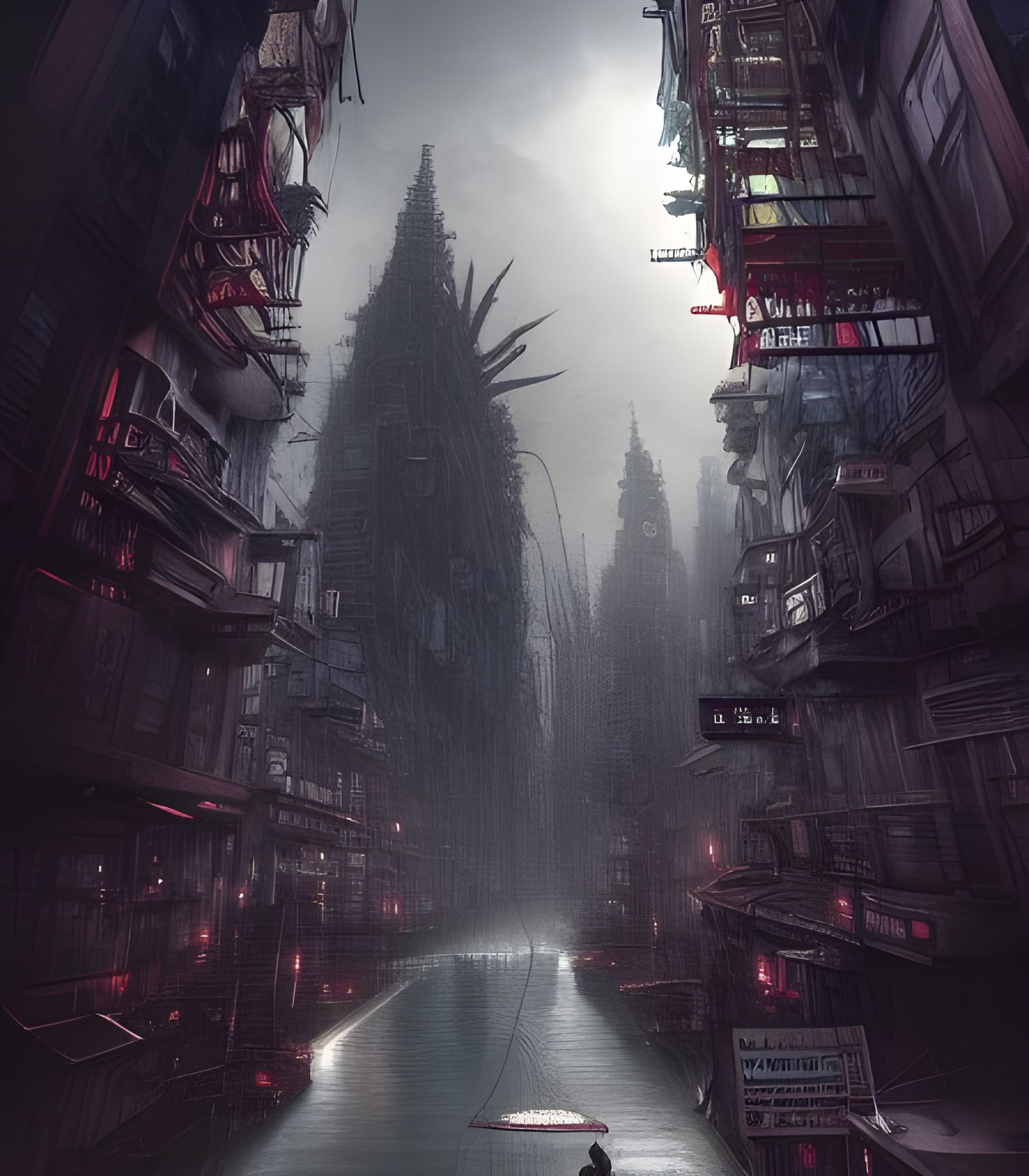 Epic Floating City in Biopunk Dystopia