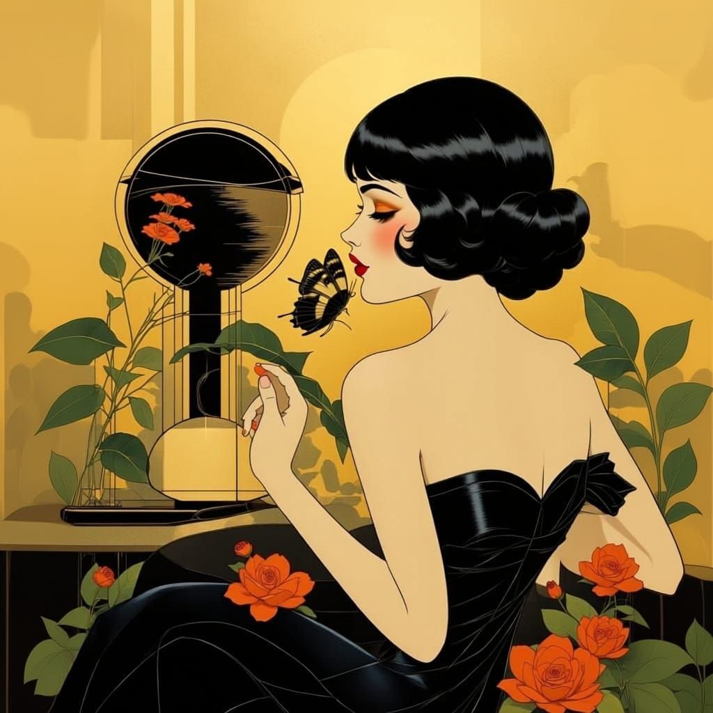 Elegant Butterfly Kiss in Art Deco Style