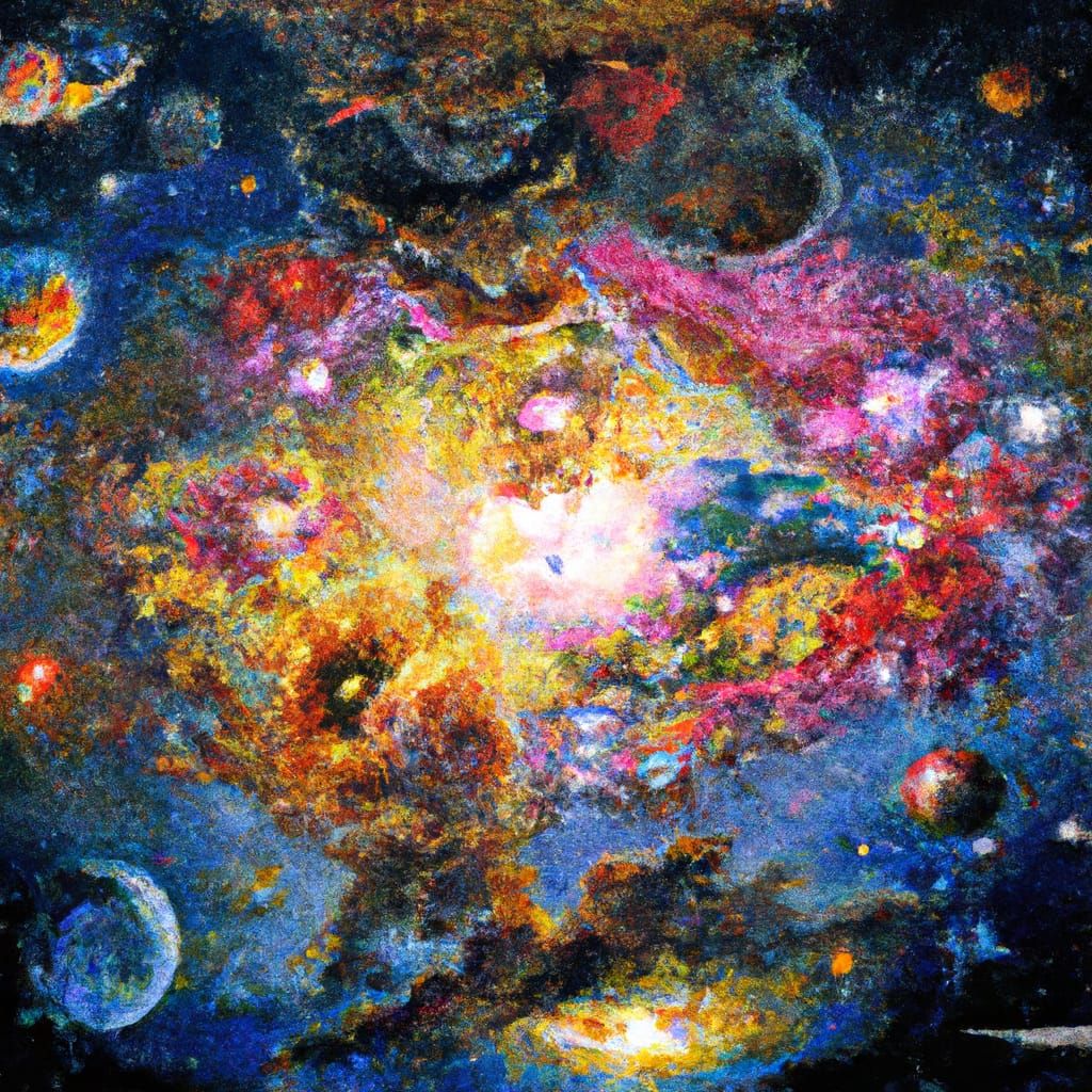 Kawaii Queen of Nebulas Starscape Oil Painting