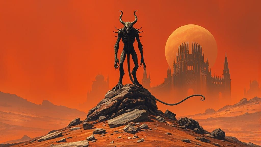 Surreal Alien Landscape in Oil Painting Style