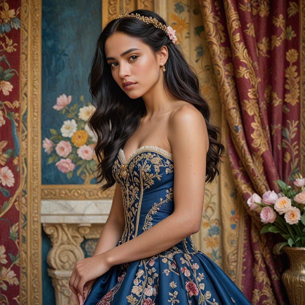 Elegant Puerto Rican Woman in Renaissance Style Portrait