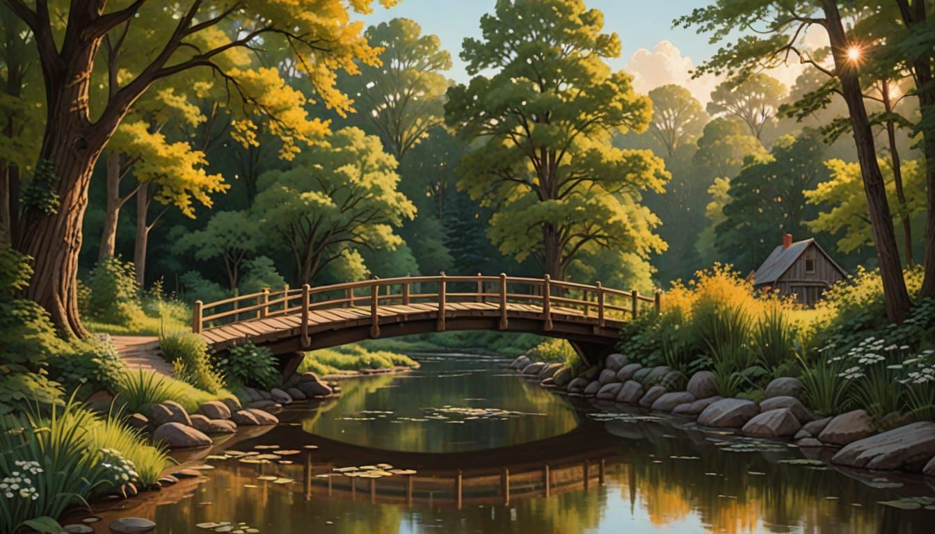 Quintessential Americana Bridge Scene