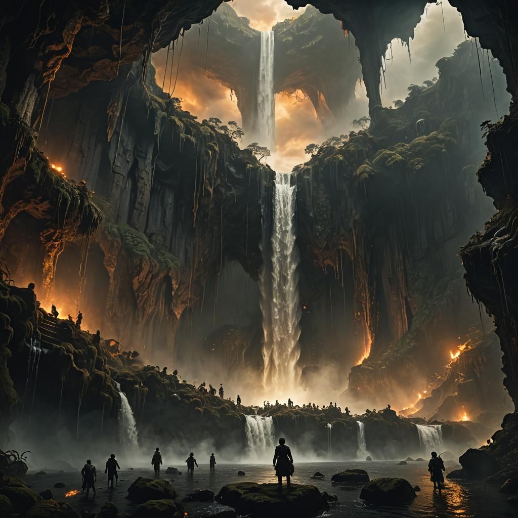 Eerie Dark Fantasy Abyss with Lost Souls