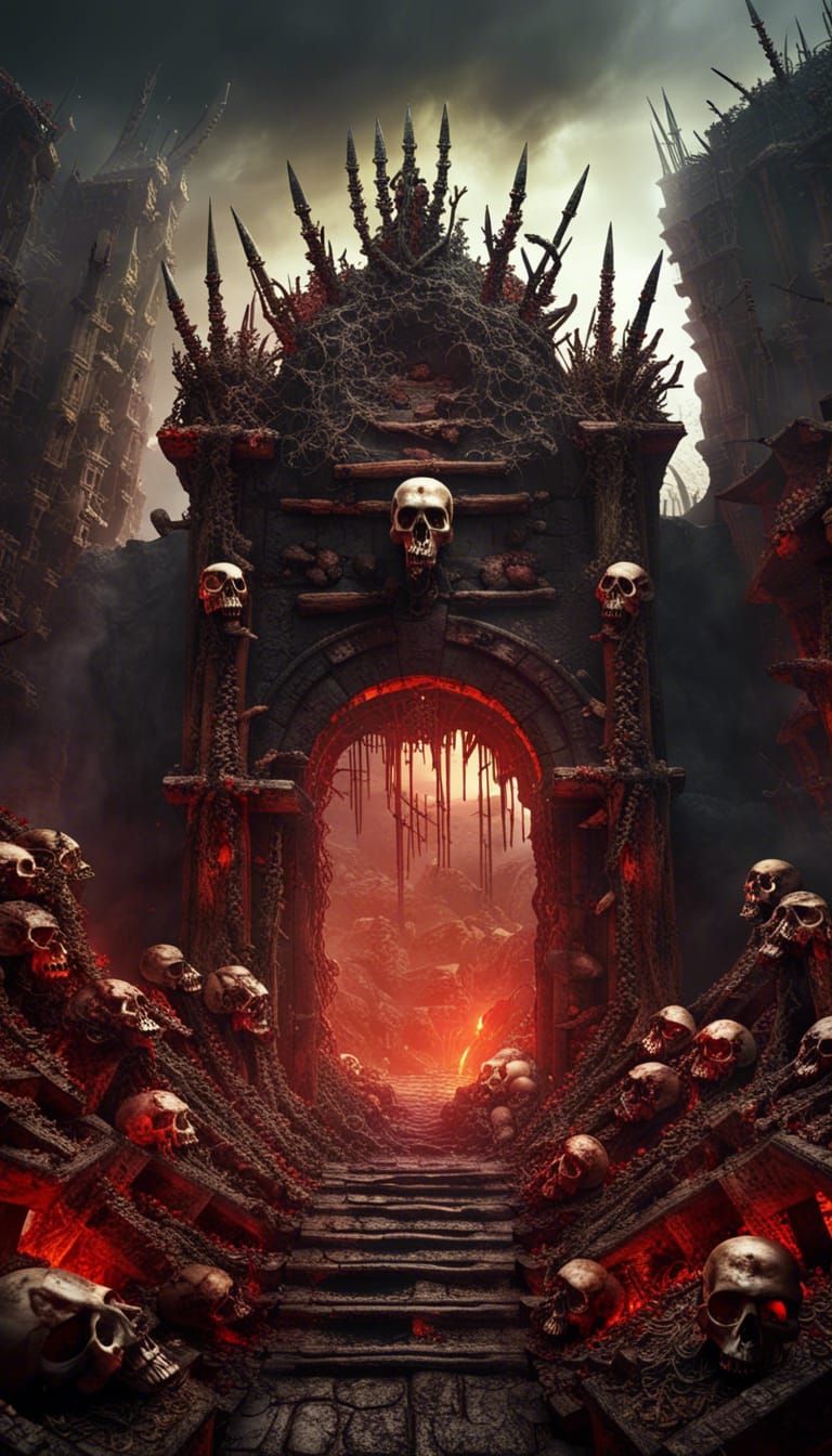 Epic Gateway to Hell in a Misty Valley