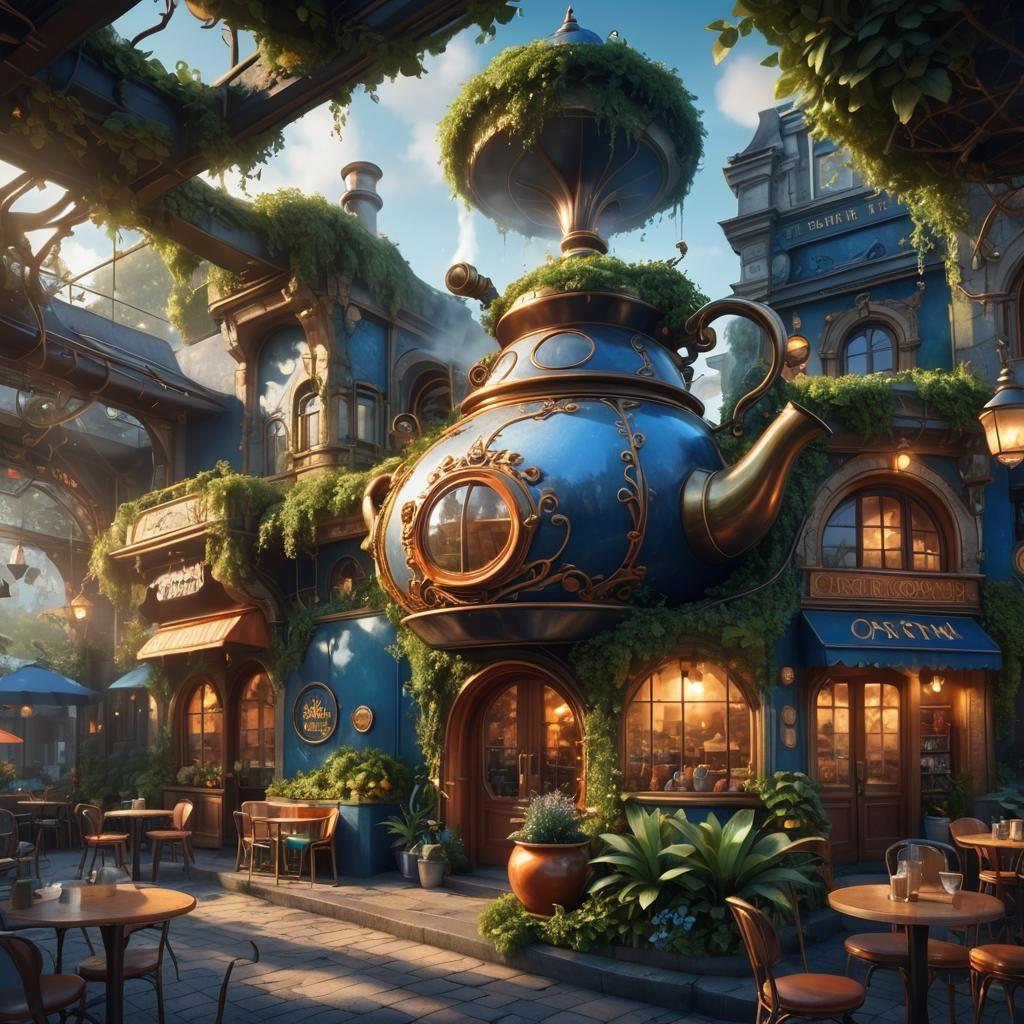 Whimsical Teapot Cafe Concept Art in Unreal Engine