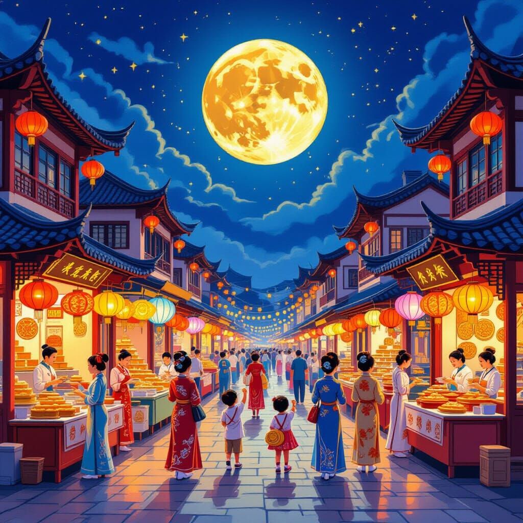 Mooncake Festival in Chinatown with Radiant Moon