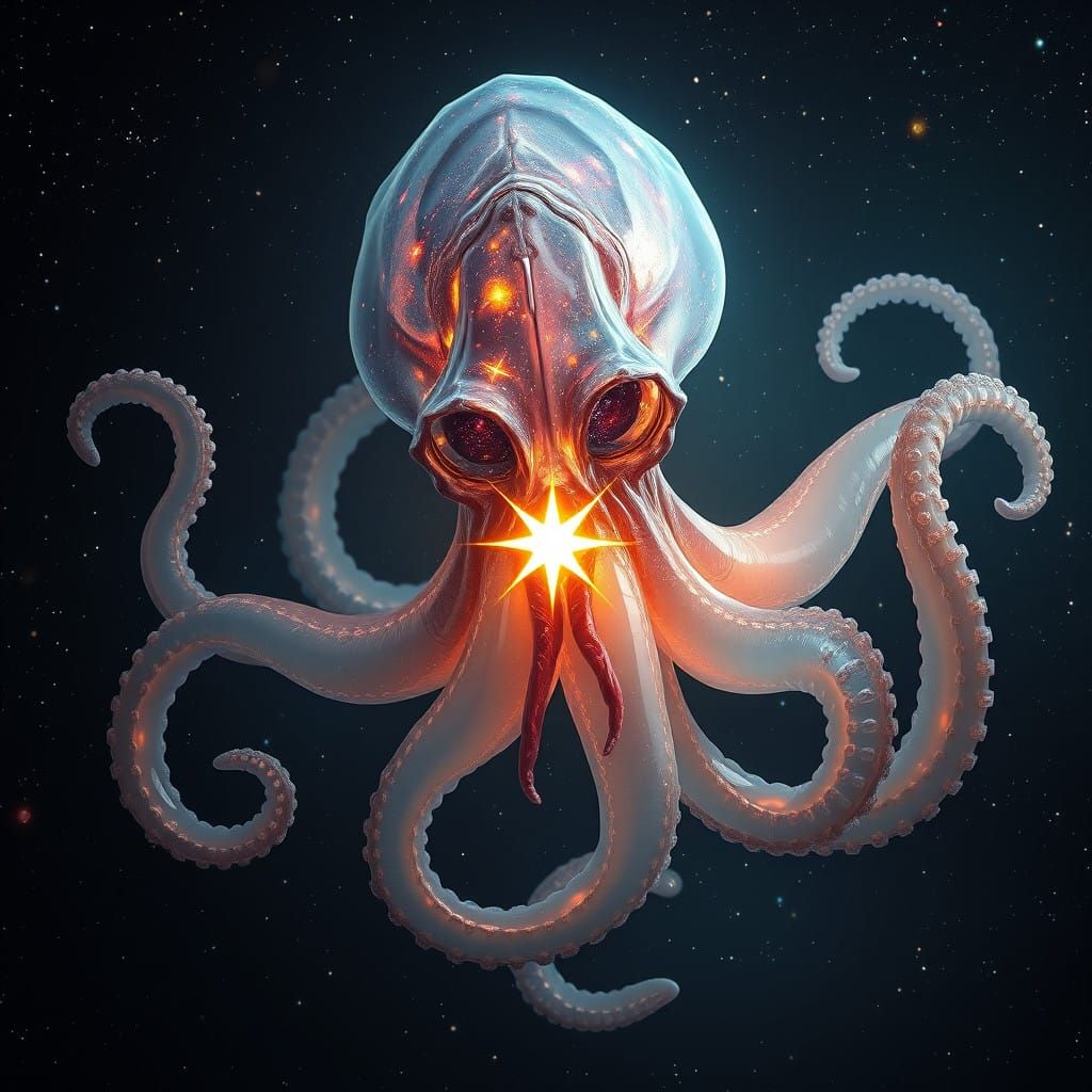 Deep Space Galaxy Squid with Celestial Brain