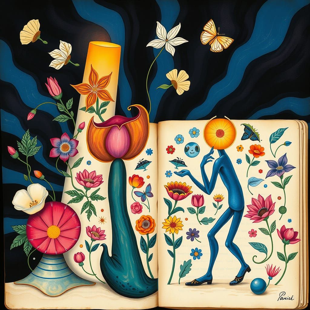 Surreal Botanicals in Ultramarine and Sienna