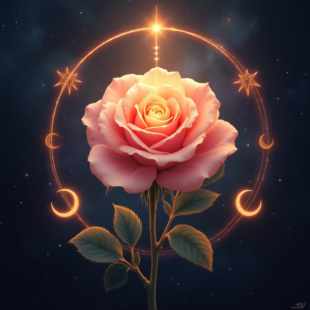 Glowing Rose Sigil in Dreamy, Symbolic Style