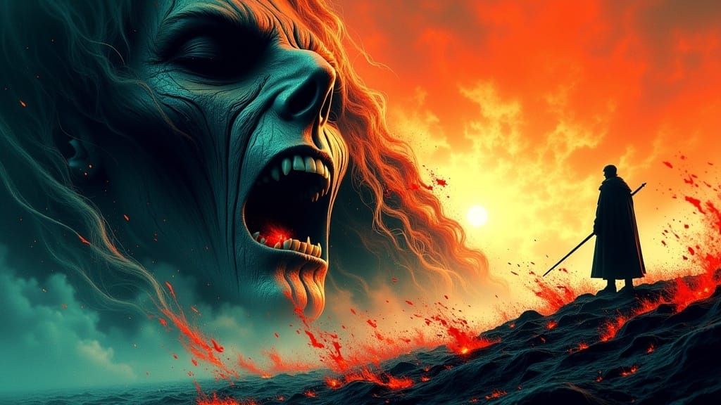 Surreal Beyond World with Vibrant Colors and Distinctive Fac...