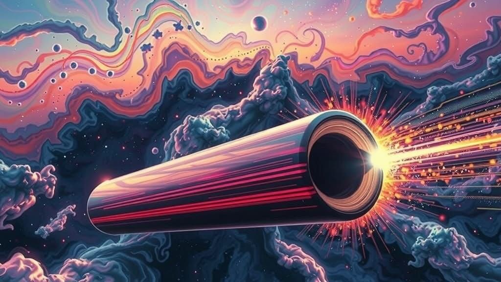 Surreal Hyper-Speed Cylinder Blasts Through Cosmic Vortex