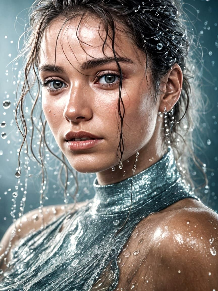 Photorealistic Portrait of a Beautiful Model After Dive