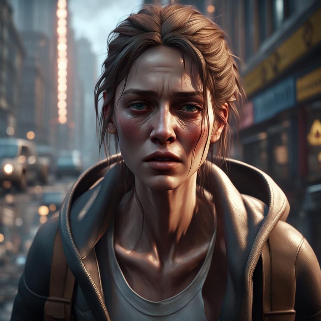 Crying Woman in Lost Souls Street: 3D Game Cinematic