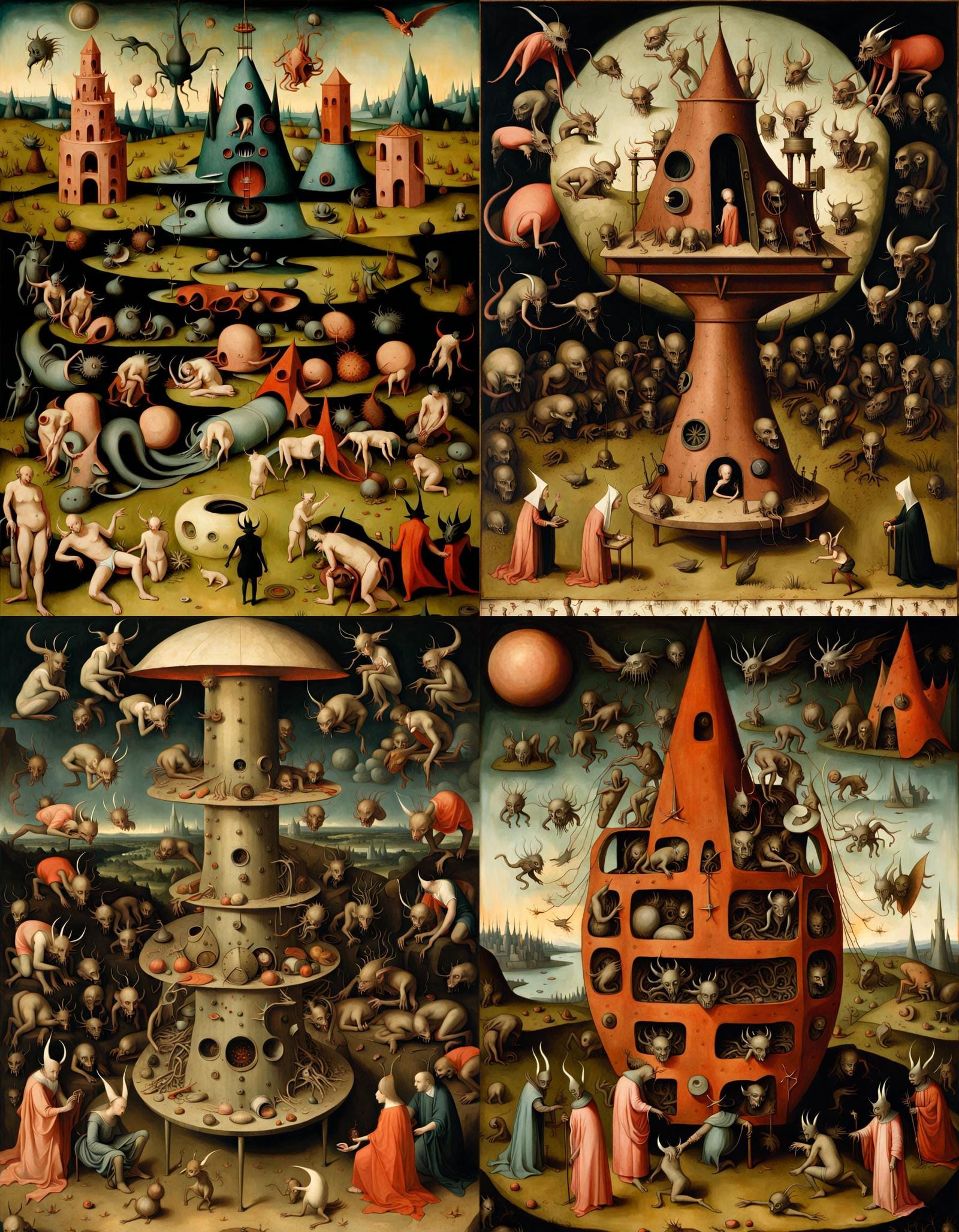 Machine Dream Surrounded by Demons, Hieronymus Bosch Style