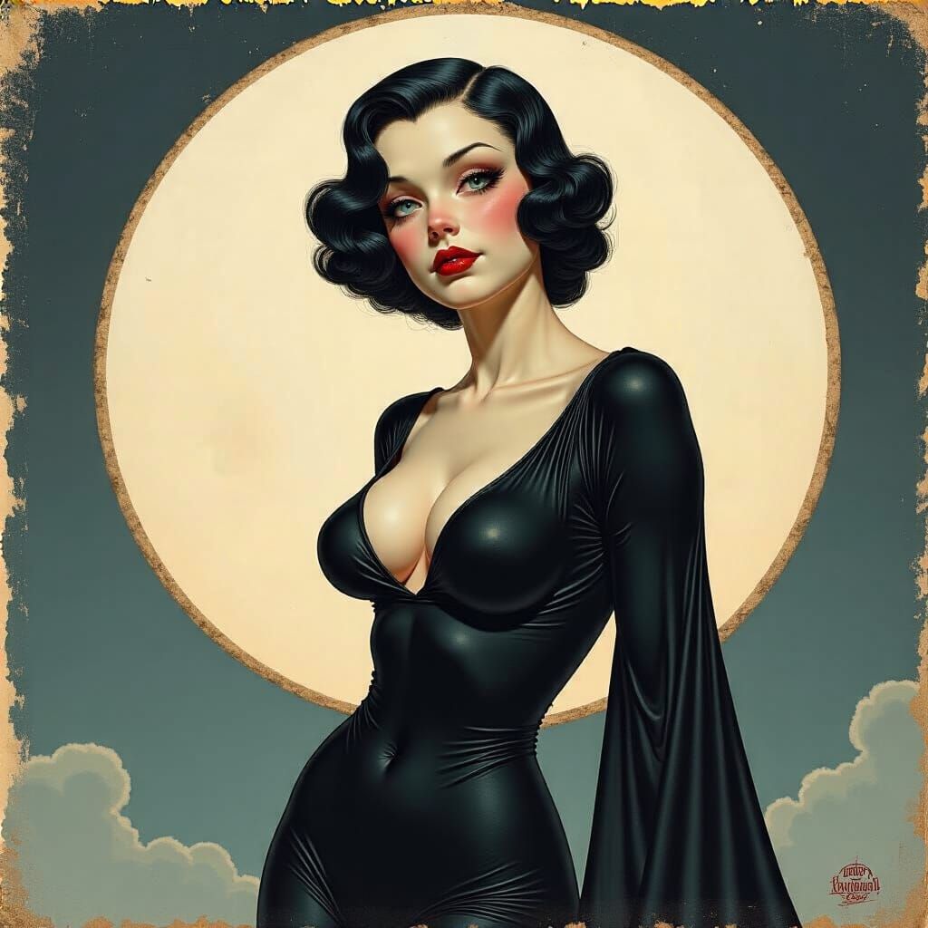 Grimdark Portrait in Alberto Vargas Style