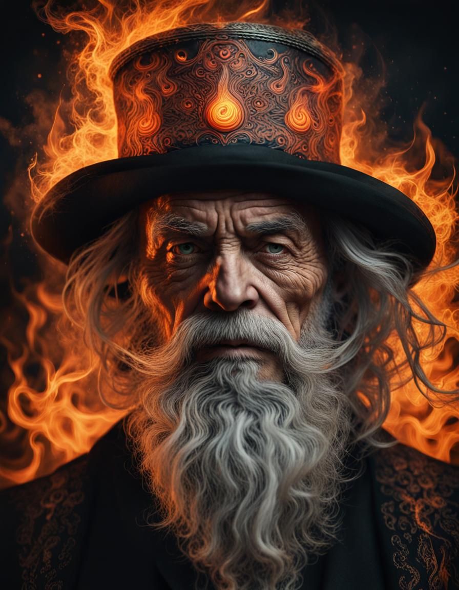 Mystic Man Portrait with Flame Beard