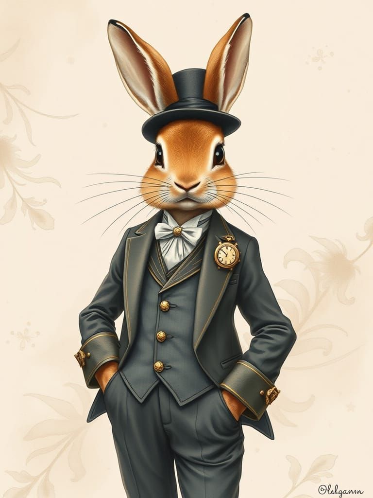 Refined Eastern Bunny in Elegant Suit