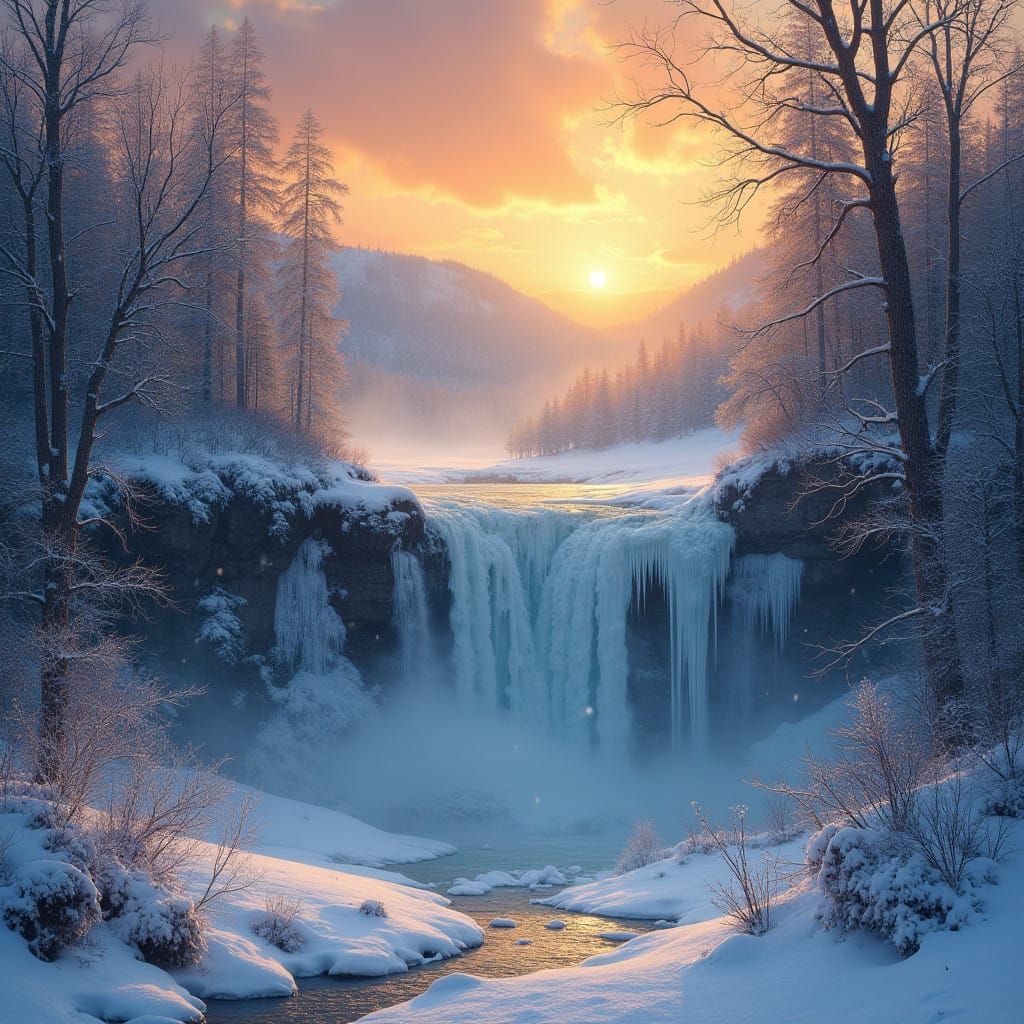 Ethereal Winter Wonderland in Dreamlike Light