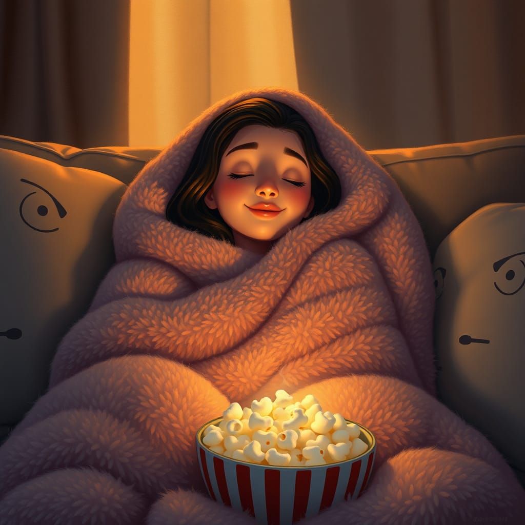 Cozy Night In: A Pixar-Inspired Scene of Relaxation