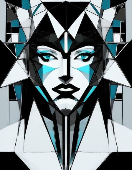 Minimalist Geometric Portrait in Monochromatic Hues