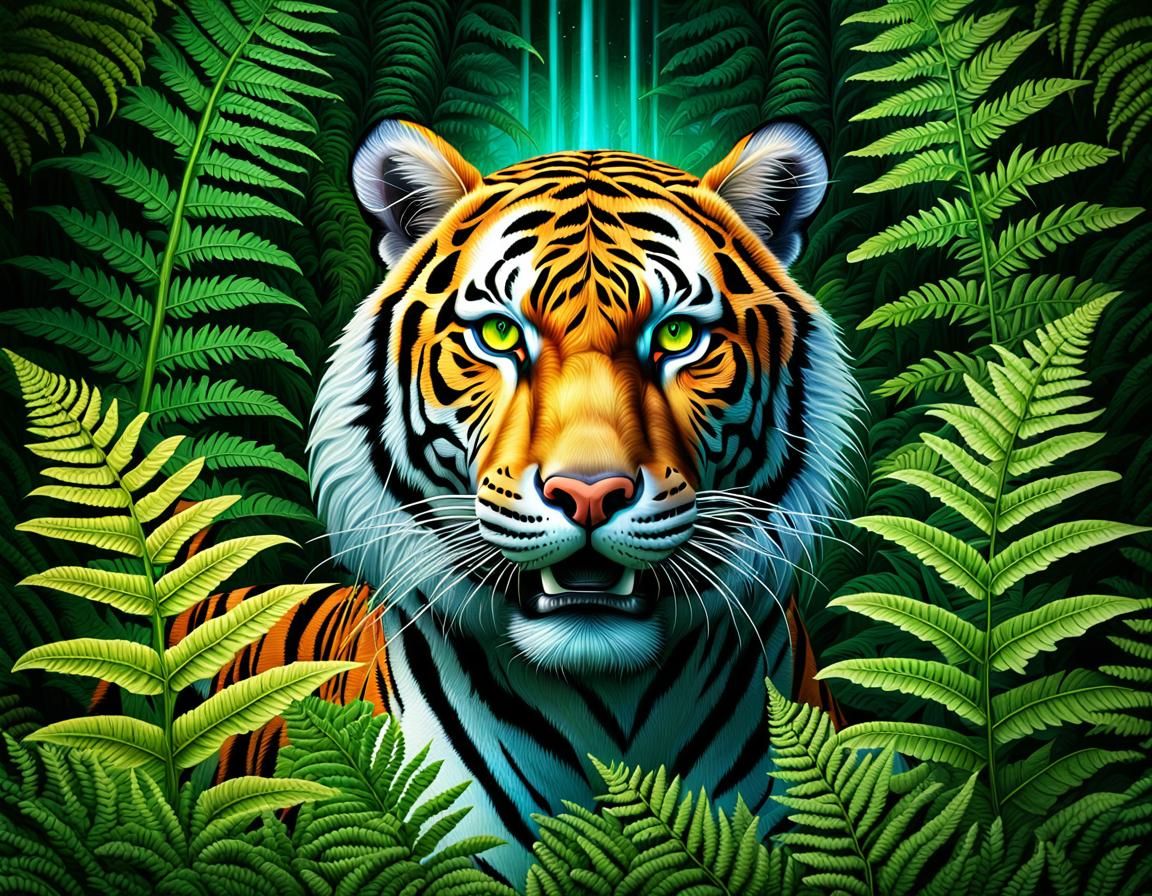 Tiger Merging with Fern in Biomechanical Forest