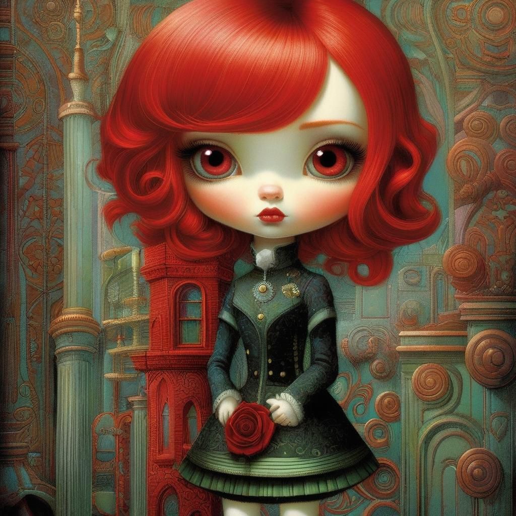 Red-Haired Punk Girl Digital Illustration