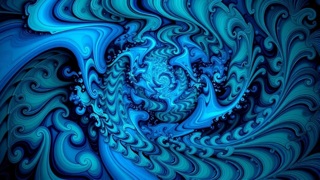 Ethereal Fractal Tapestry in Infinite Blues and Greens
