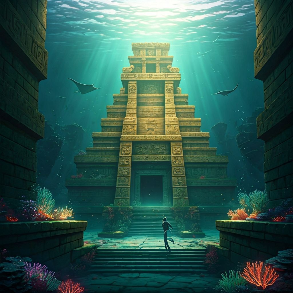 Bioluminescent Mesoamerican City Under the Sea