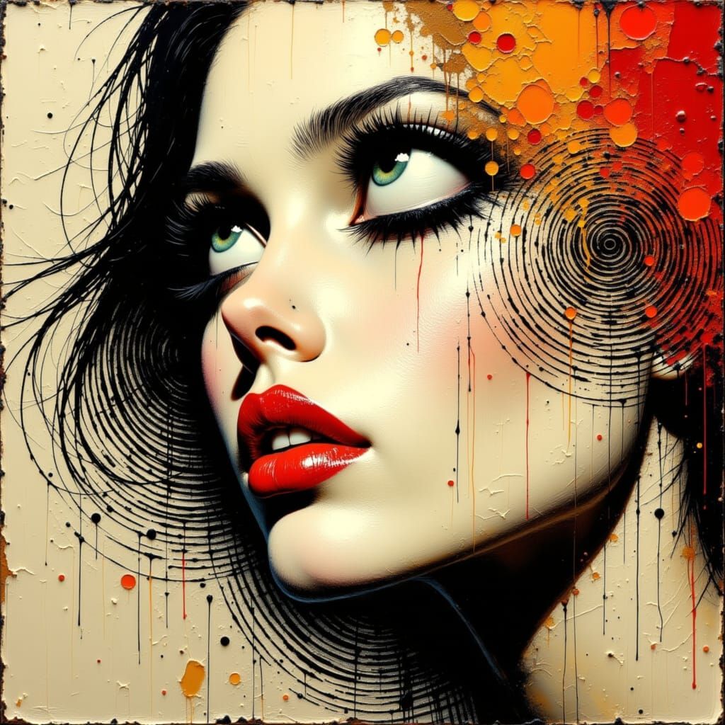 Elegant Woman in Surreal Impasto Oil Painting