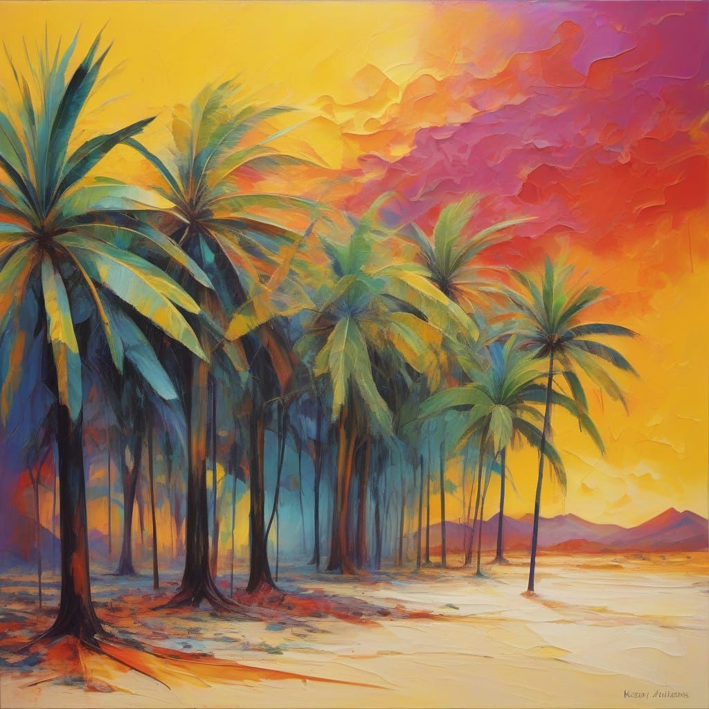 Surreal Desert Storm Painting in Shiraz Colors