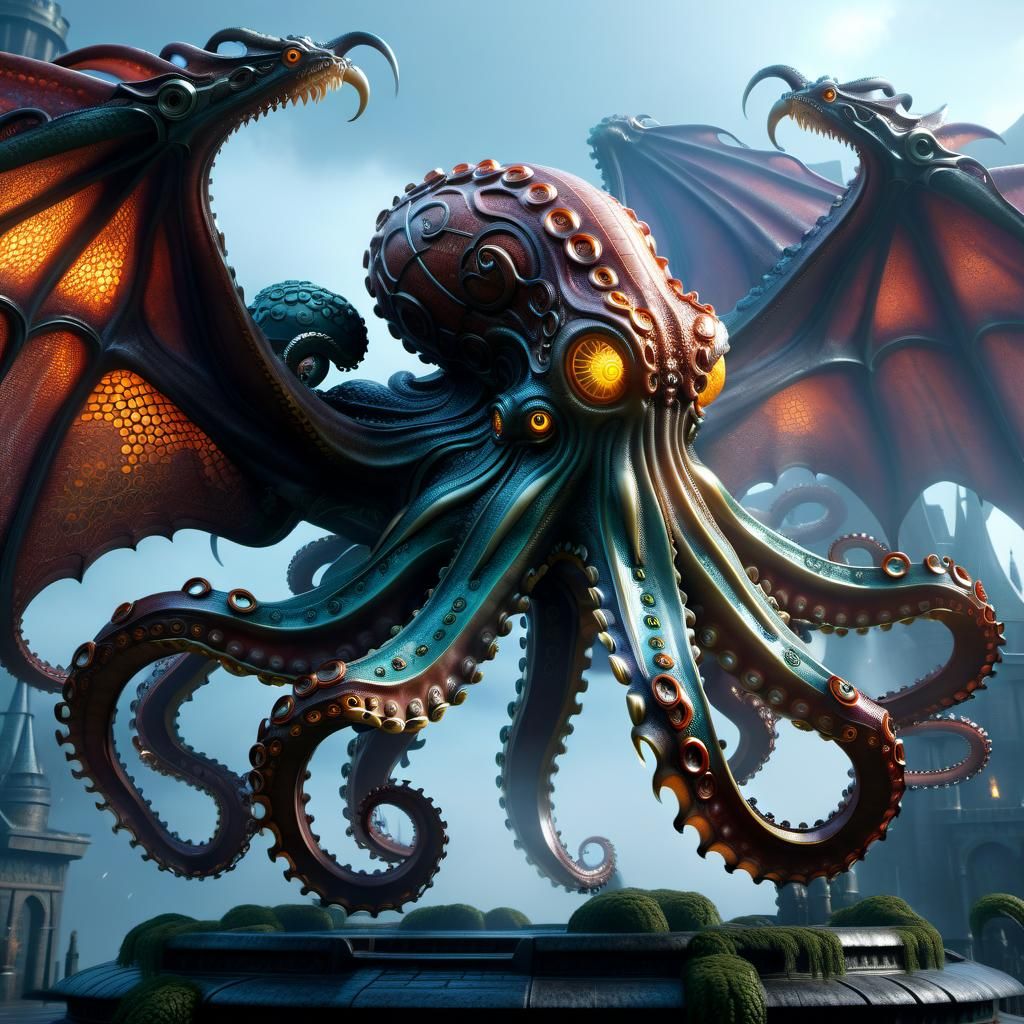 Fantasy octopus - dragon fusion.